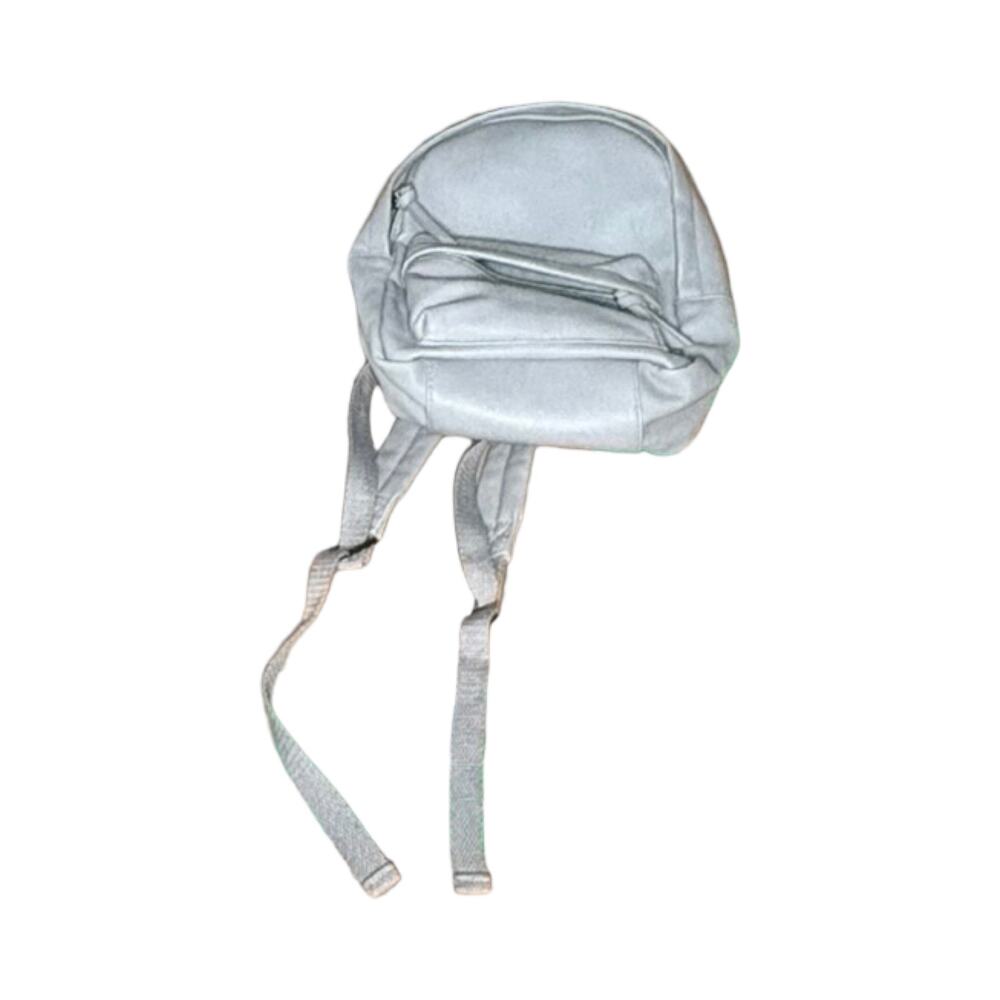Minimalist Faux Leather Mini Backpack - Silver Grey